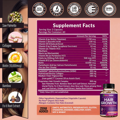 💜 HAIR GROWTH - Vitaminas Capilares Premium 60 Cápsulas